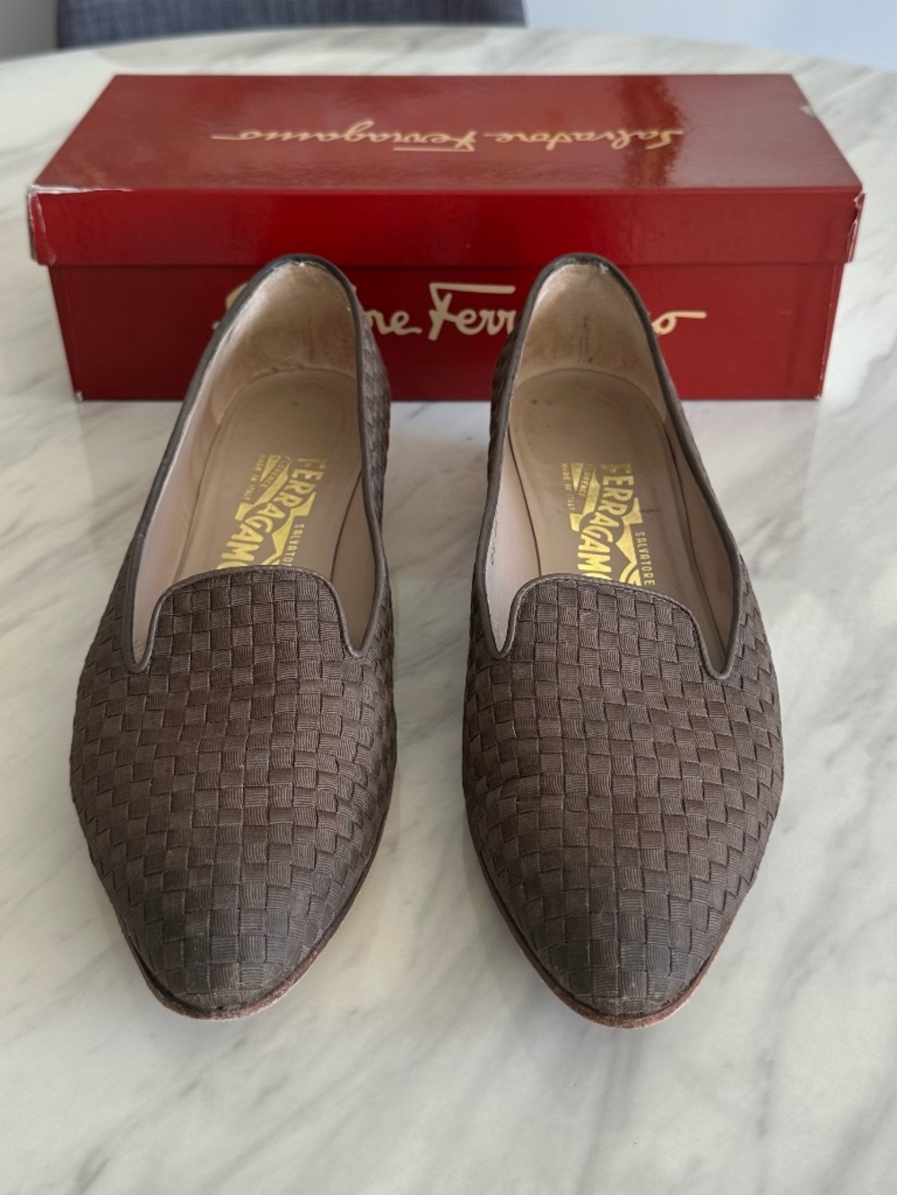 Vintage Salvatore Ferragamo Regale Woven Loafers 9.5 AA w/ Box - Picture 7 of 7